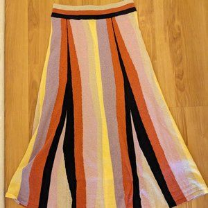 LAIA (Anthropologie) - Knit Multi-Color Striped Midi Skirt
